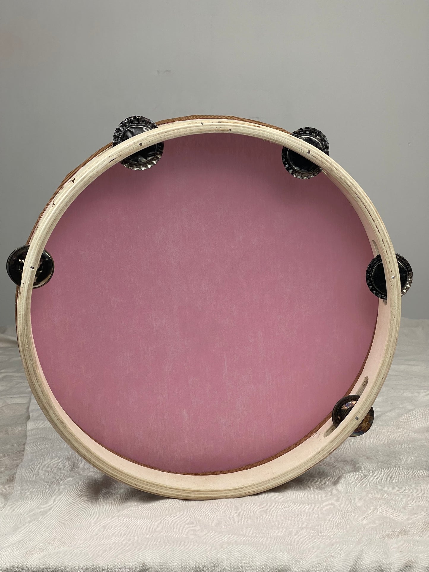 Modern Tamburello - 11" pink textured mylar tambourine
