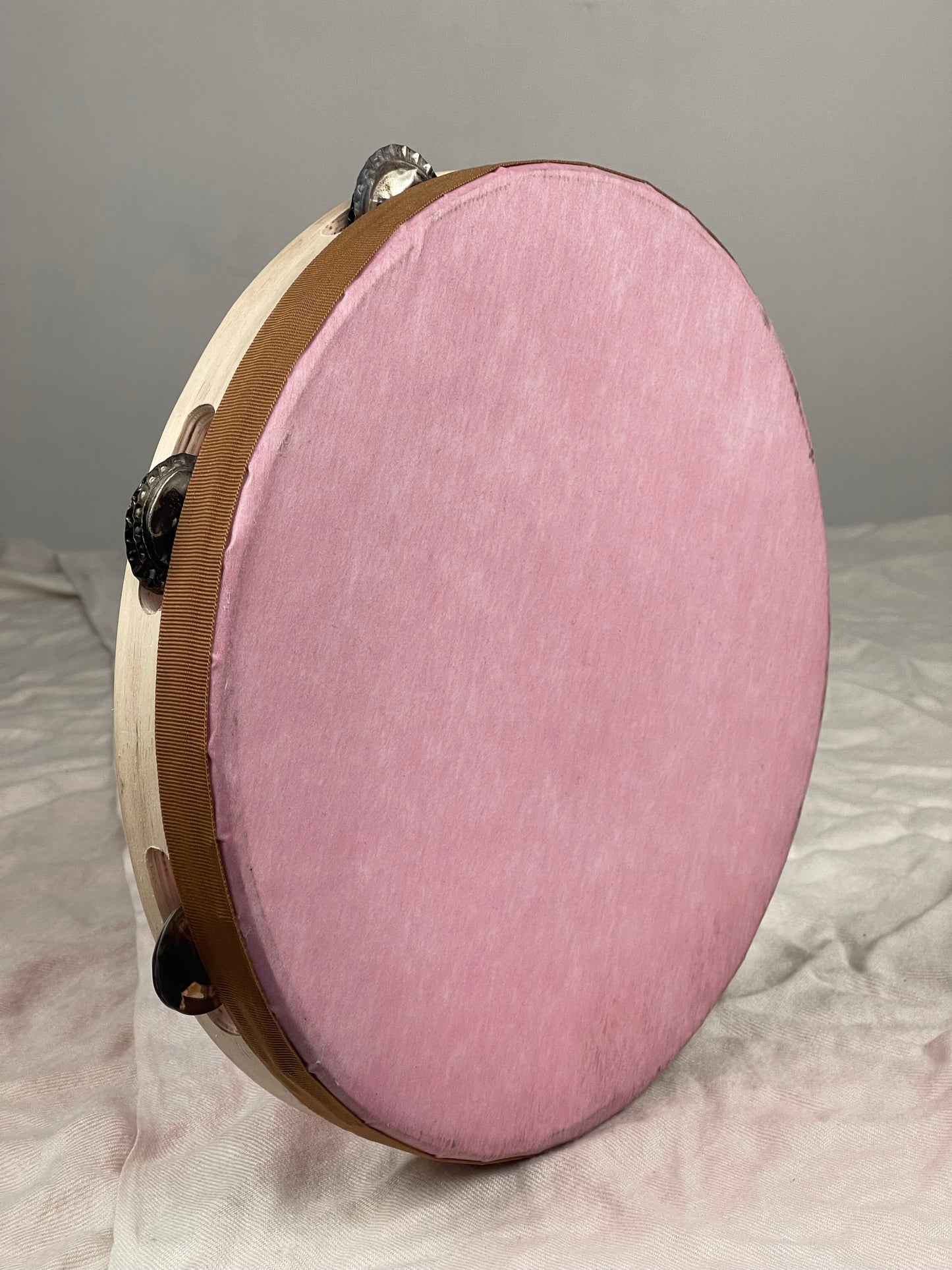 Modern Tamburello - 11" pink textured mylar tambourine