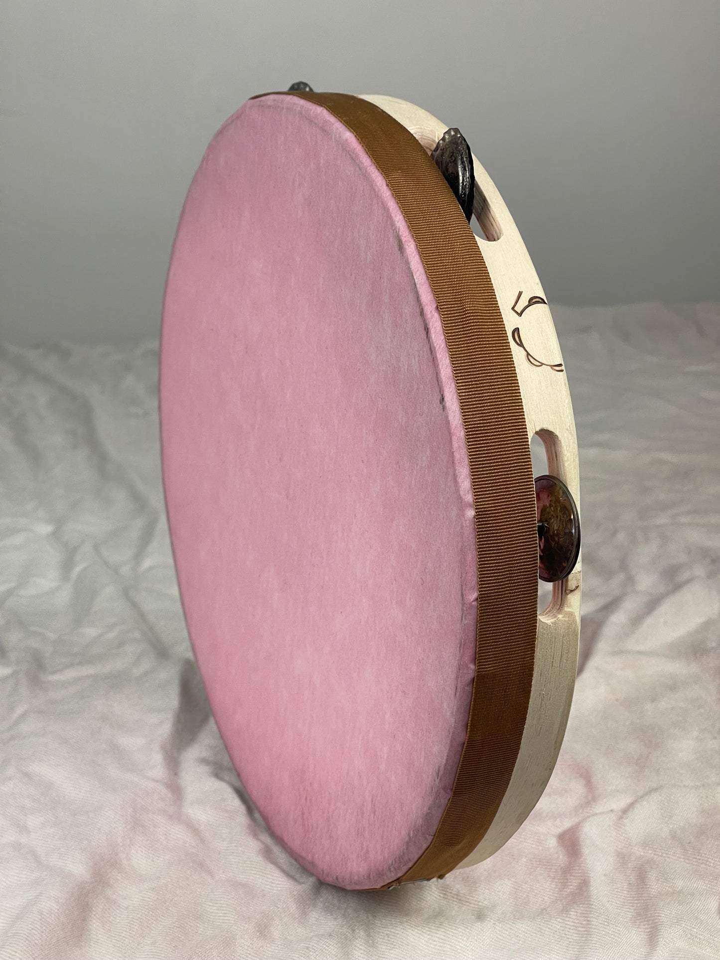 Modern Tamburello - 11" pink textured mylar tambourine
