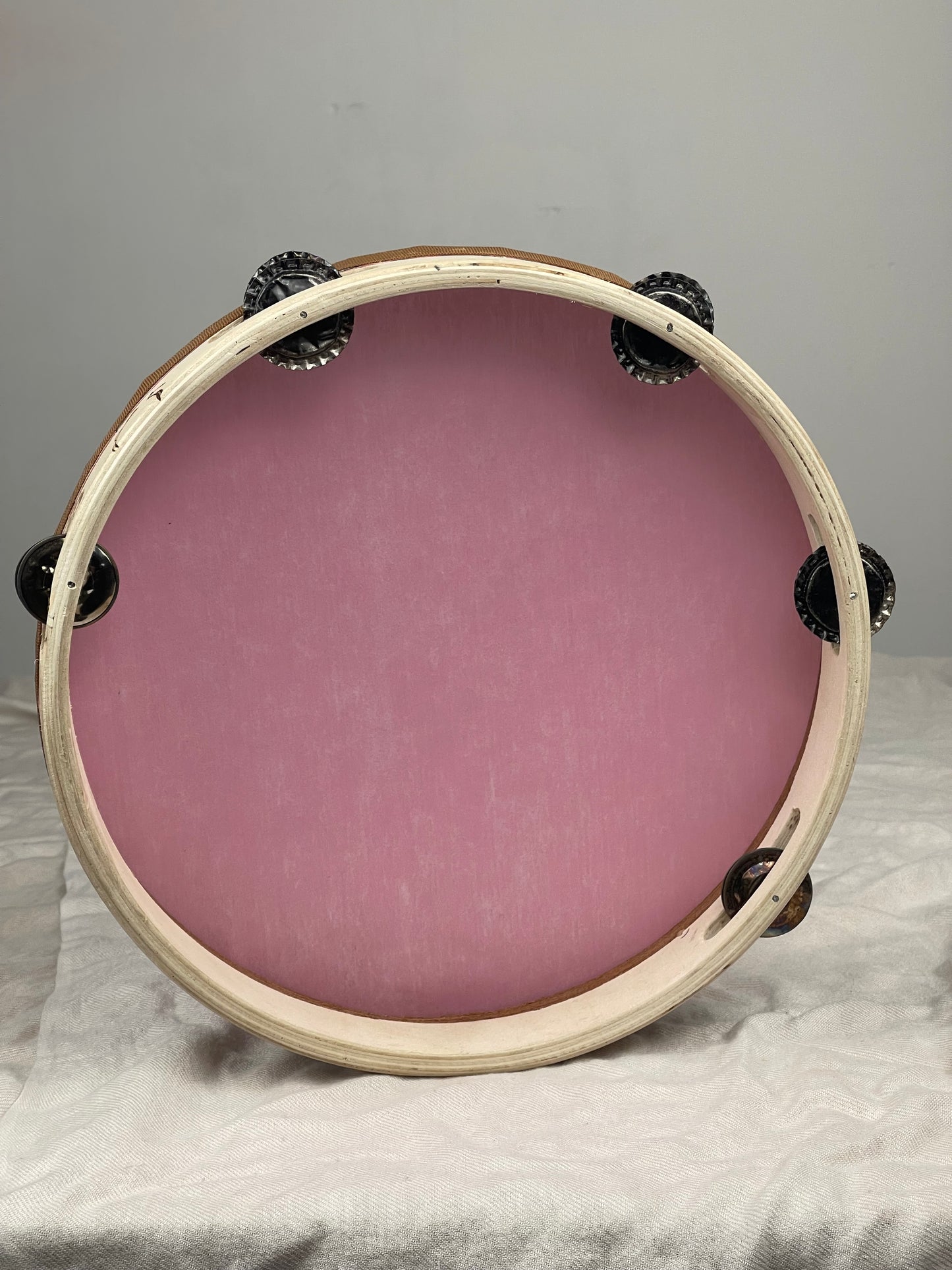 Modern Tamburello - 11" pink textured mylar tambourine