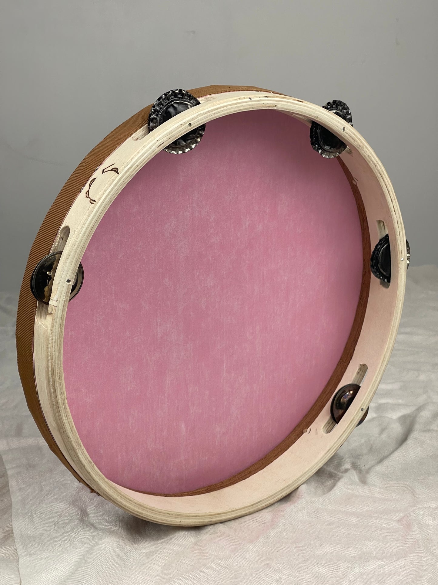 Modern Tamburello - 11" pink textured mylar tambourine