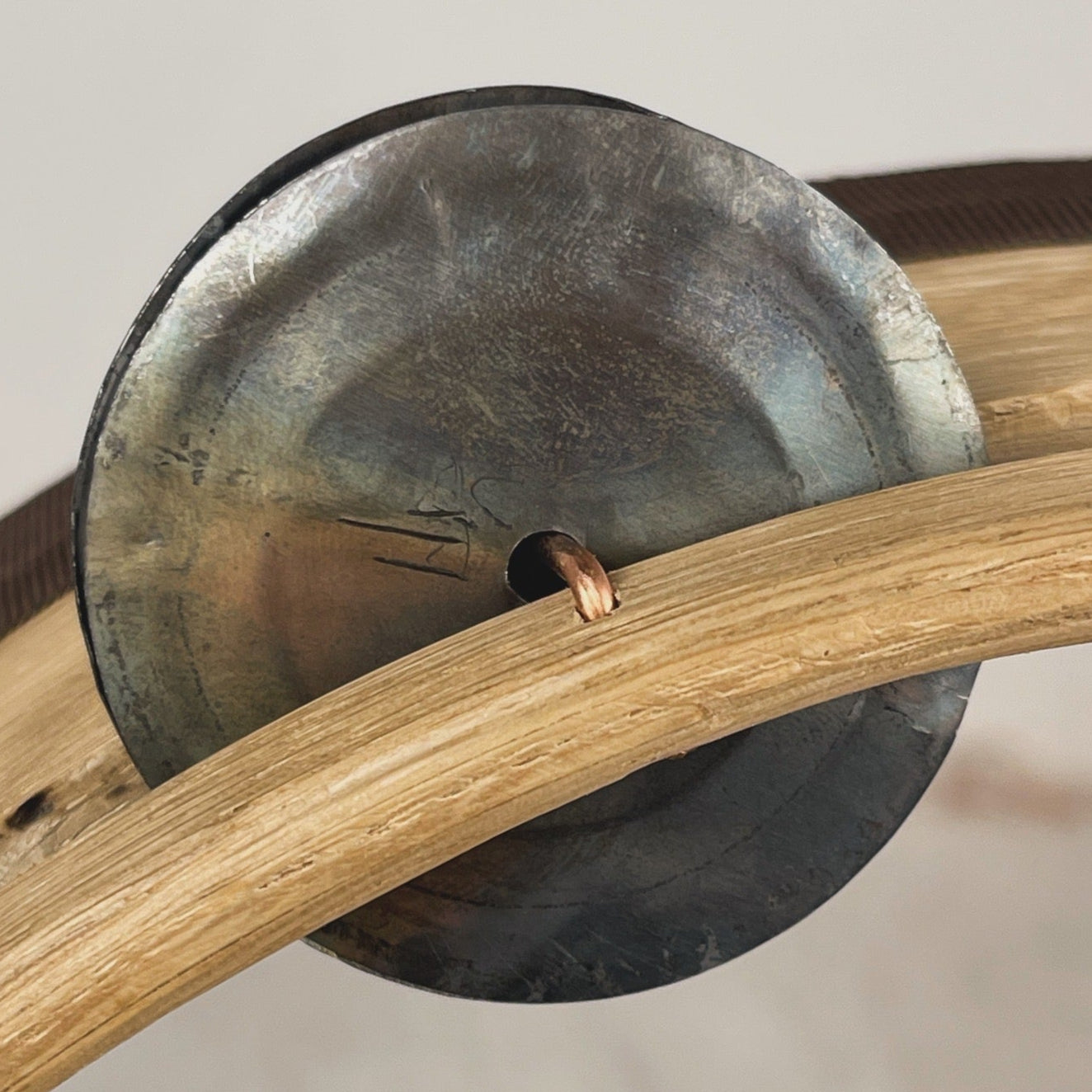 Close-up of synthetic Mylar head and hammered jingles