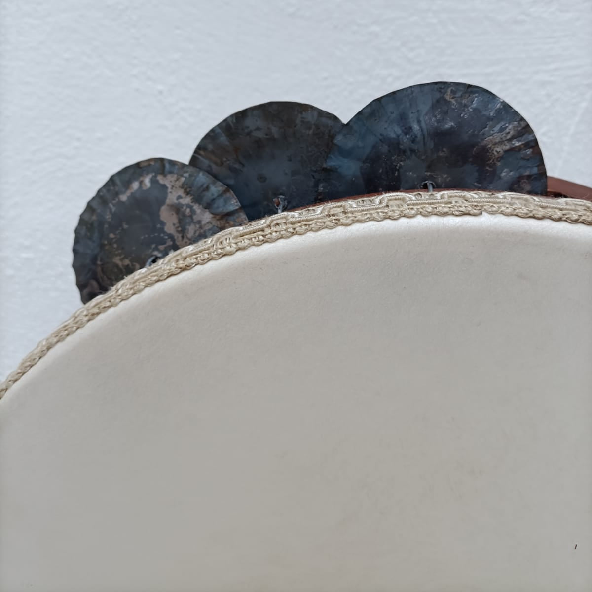 Detail of hand-hammered jingles – Trullo tamburello