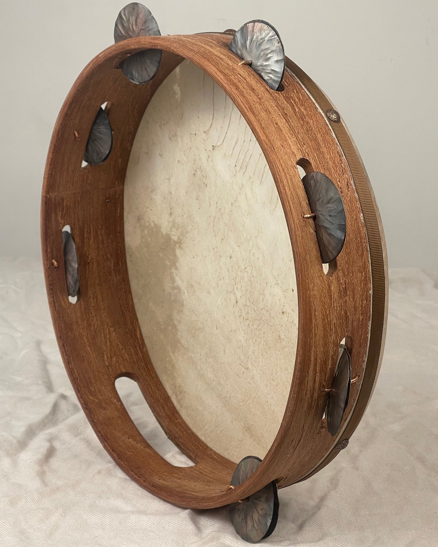 Detail of natural goatskin drumhead