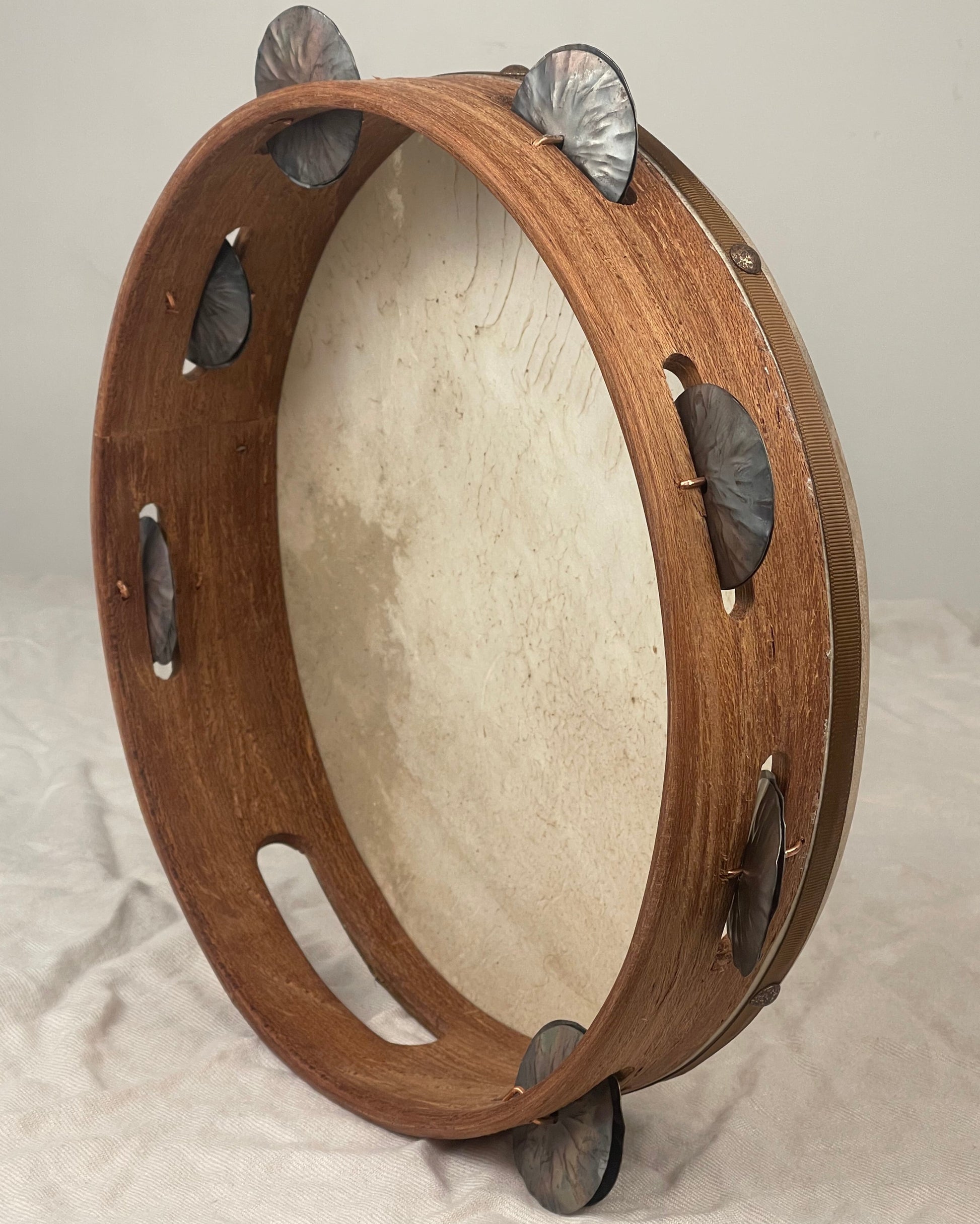 Detail of natural goatskin drumhead