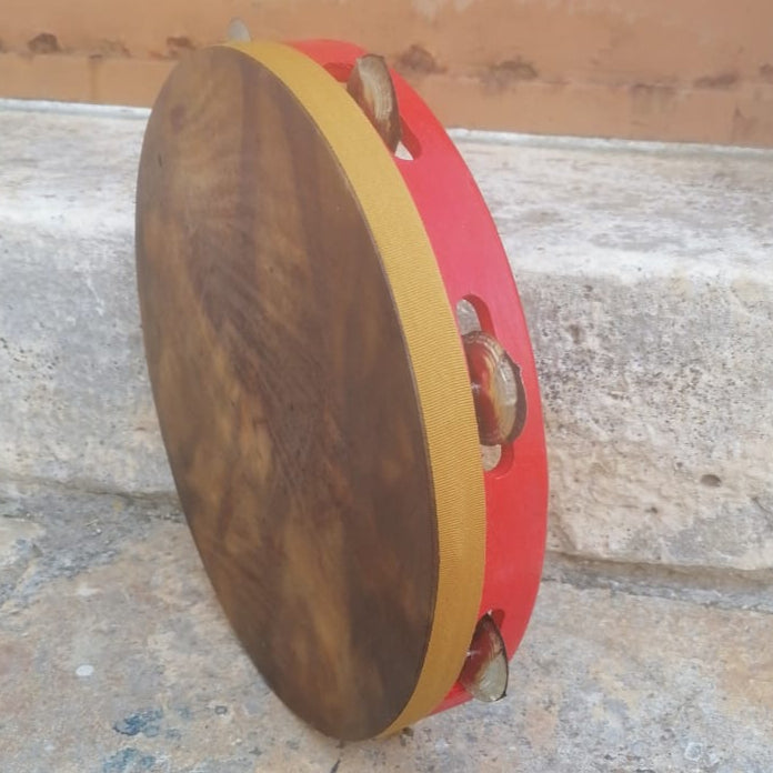 Detail of oak-stained goat skin and beech fram