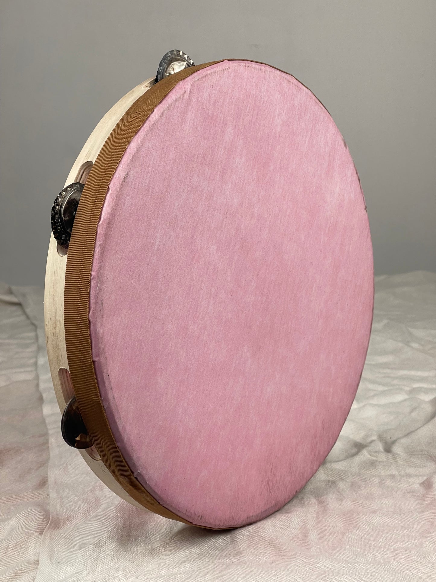 Modern Tamburello - 11" pink textured mylar tambourine