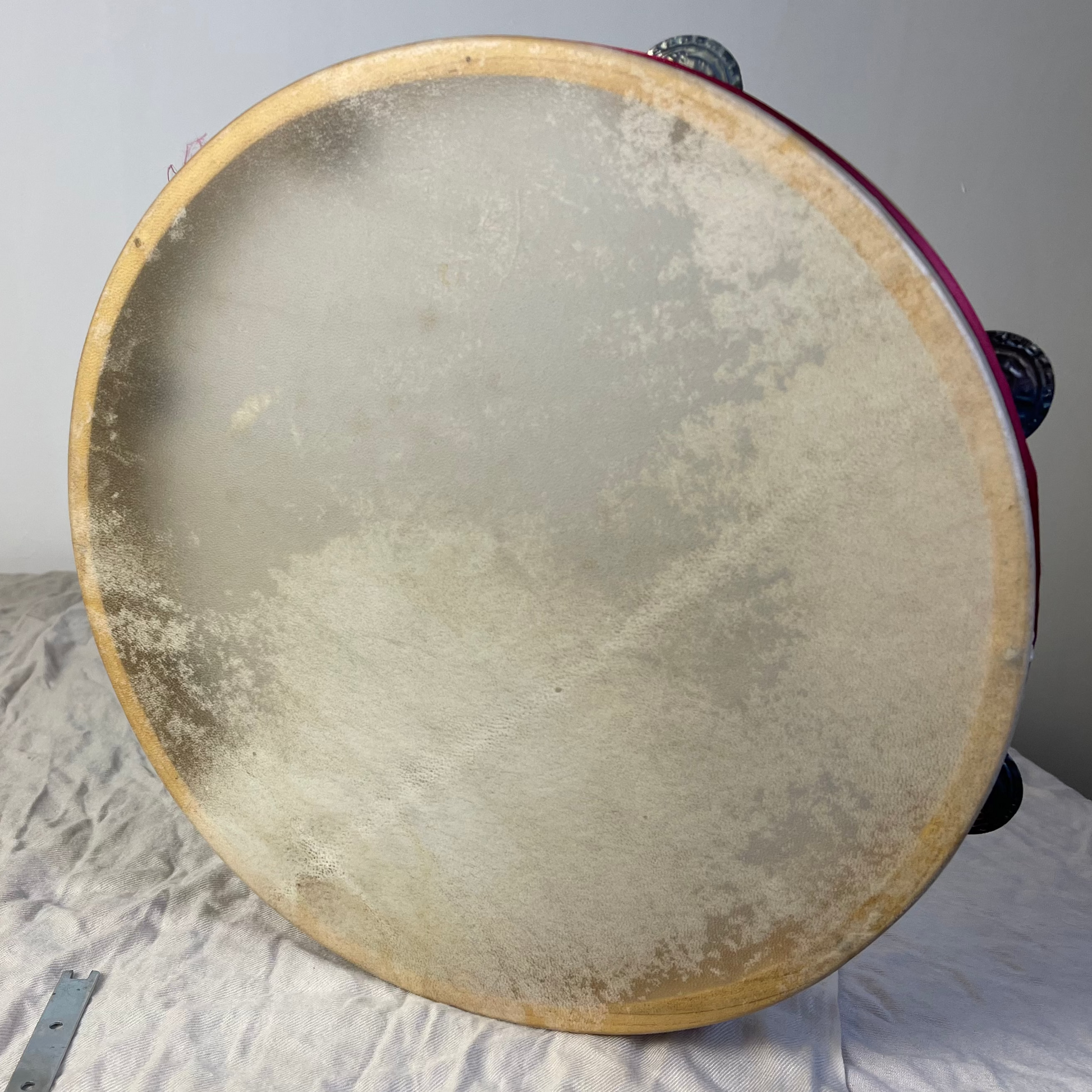 Front view of SUD #2 tamburello – goatskin head and mulberry wood frame