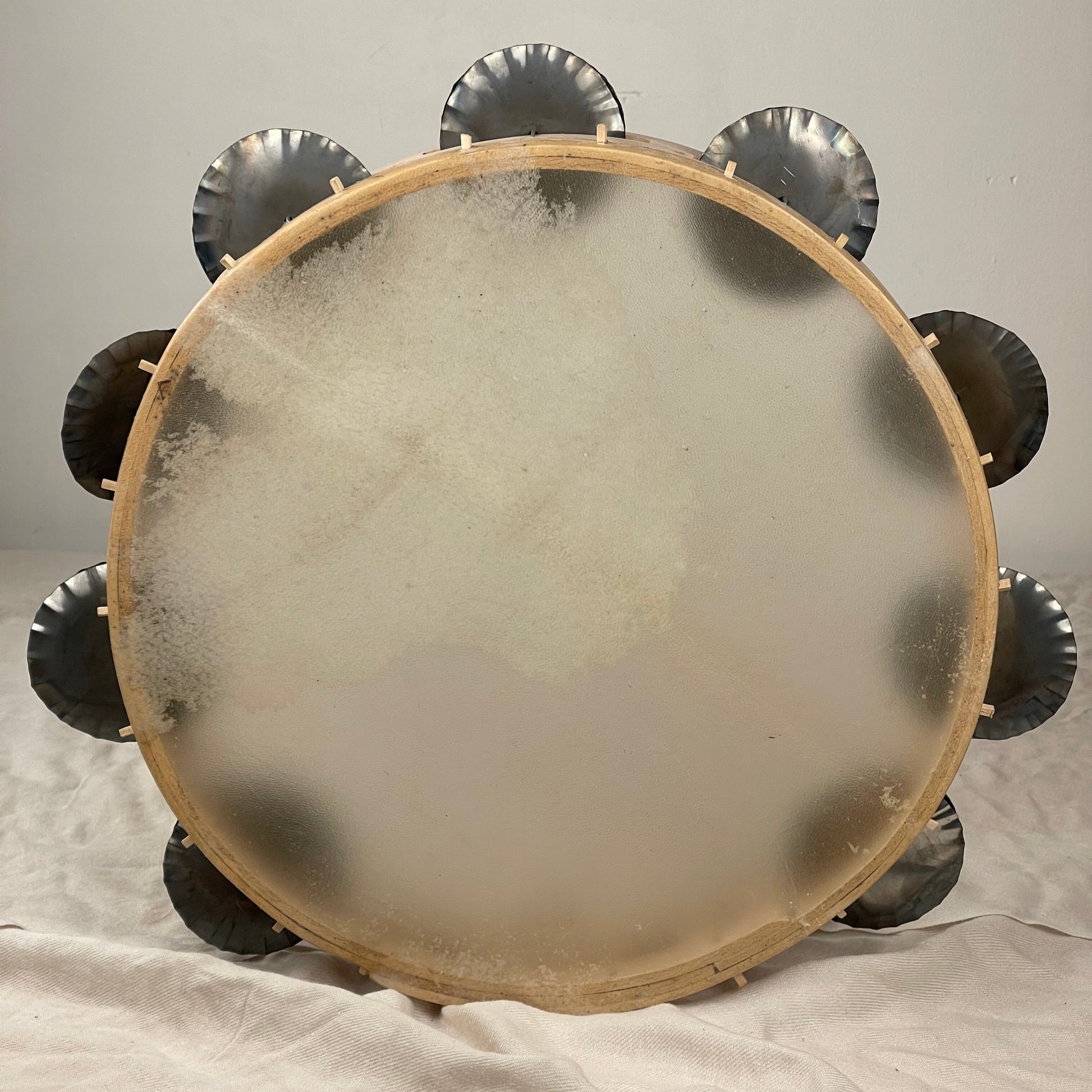 Handmade classic tambourine with goatskin head