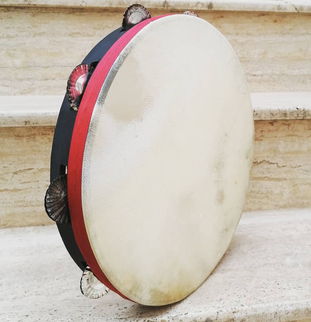 Traditional Tambourine – Black Frame - Galician-Style Jingles