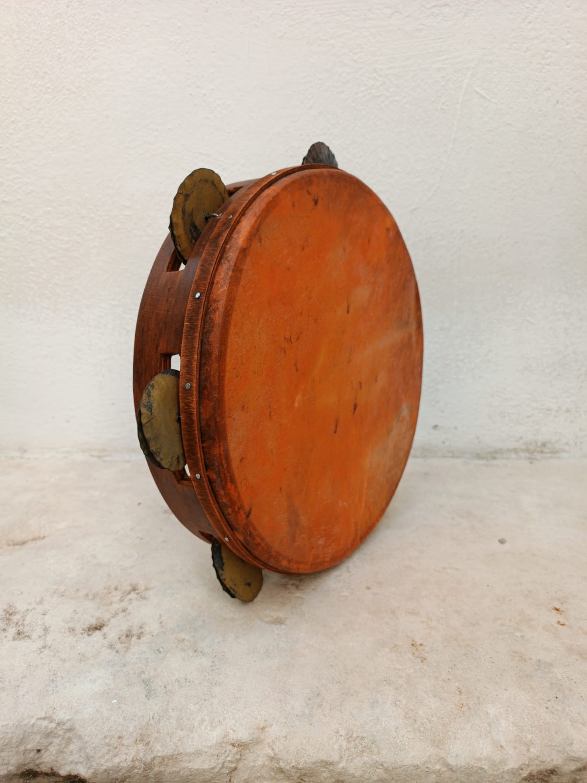 Traditional Calabrian Tambourine – Mahogany, red Skin