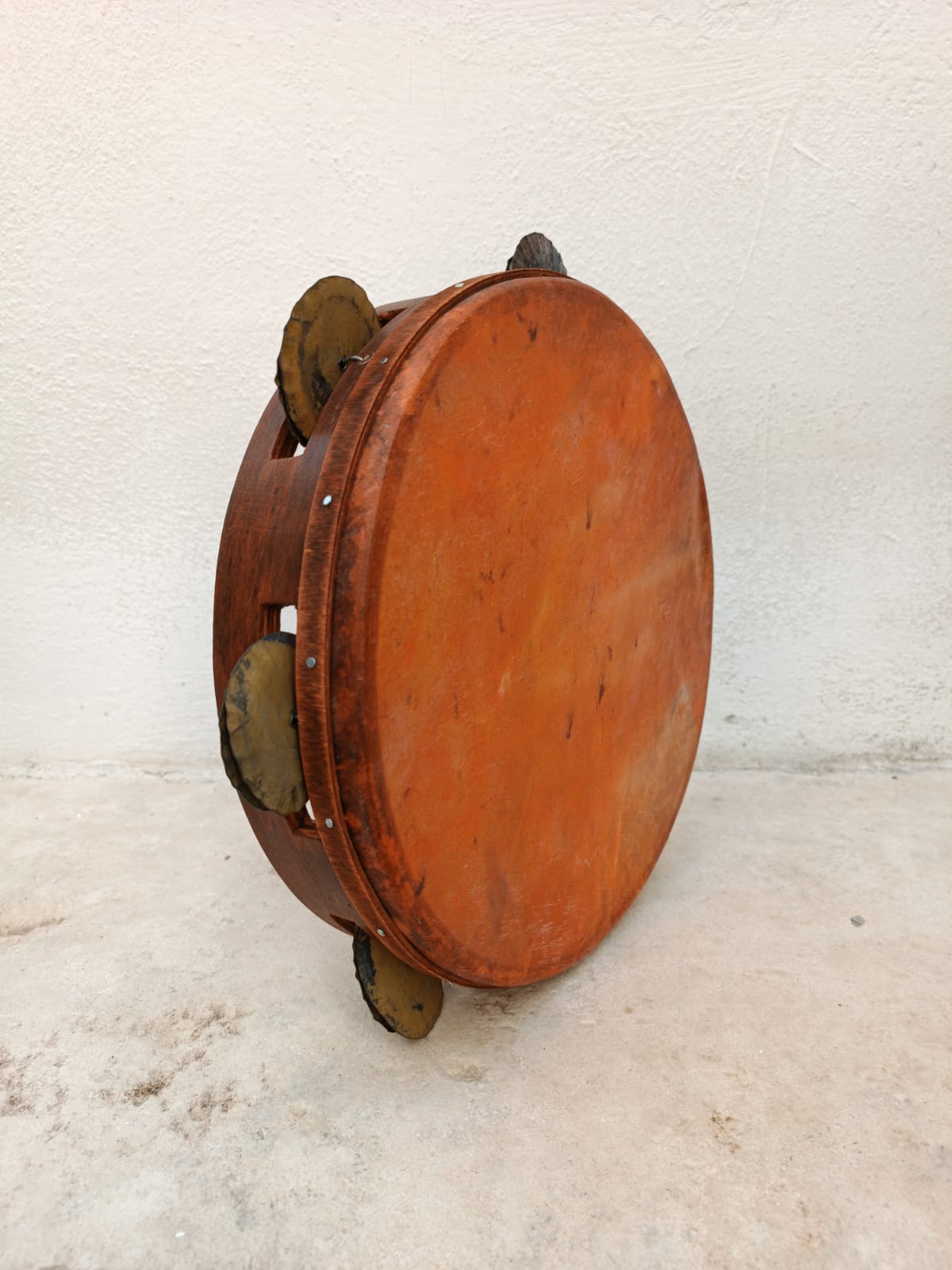 Traditional Calabrian Tambourine – Mahogany, red Skin