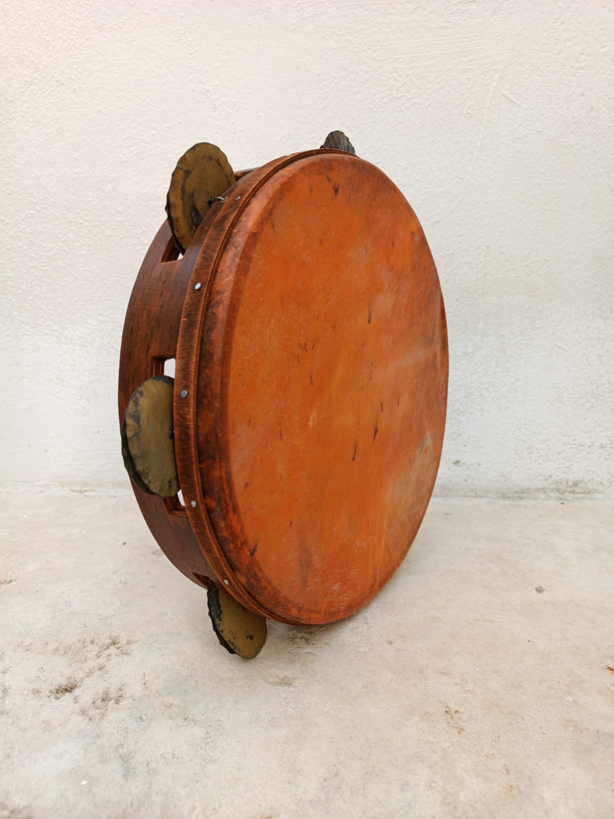Traditional Calabrian Tambourine – Mahogany, red Skin