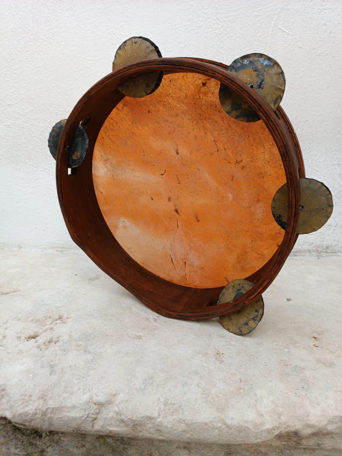 Traditional Calabrian Tambourine – Mahogany, red Skin