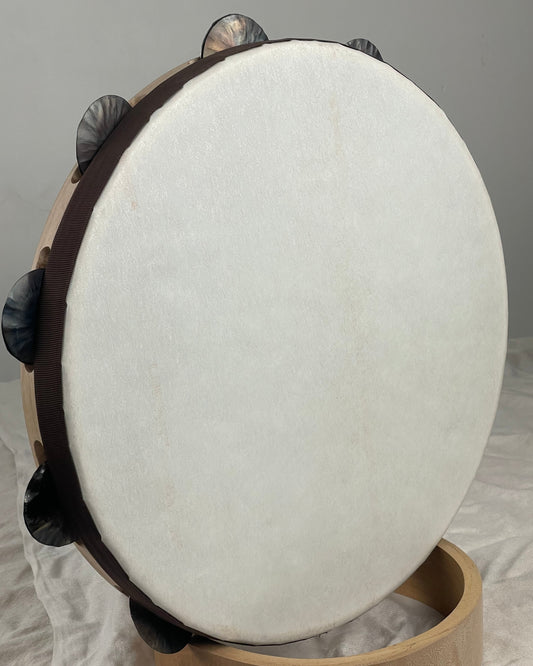 Luce tamburello 14 inch beechwood frame with white synthetic head