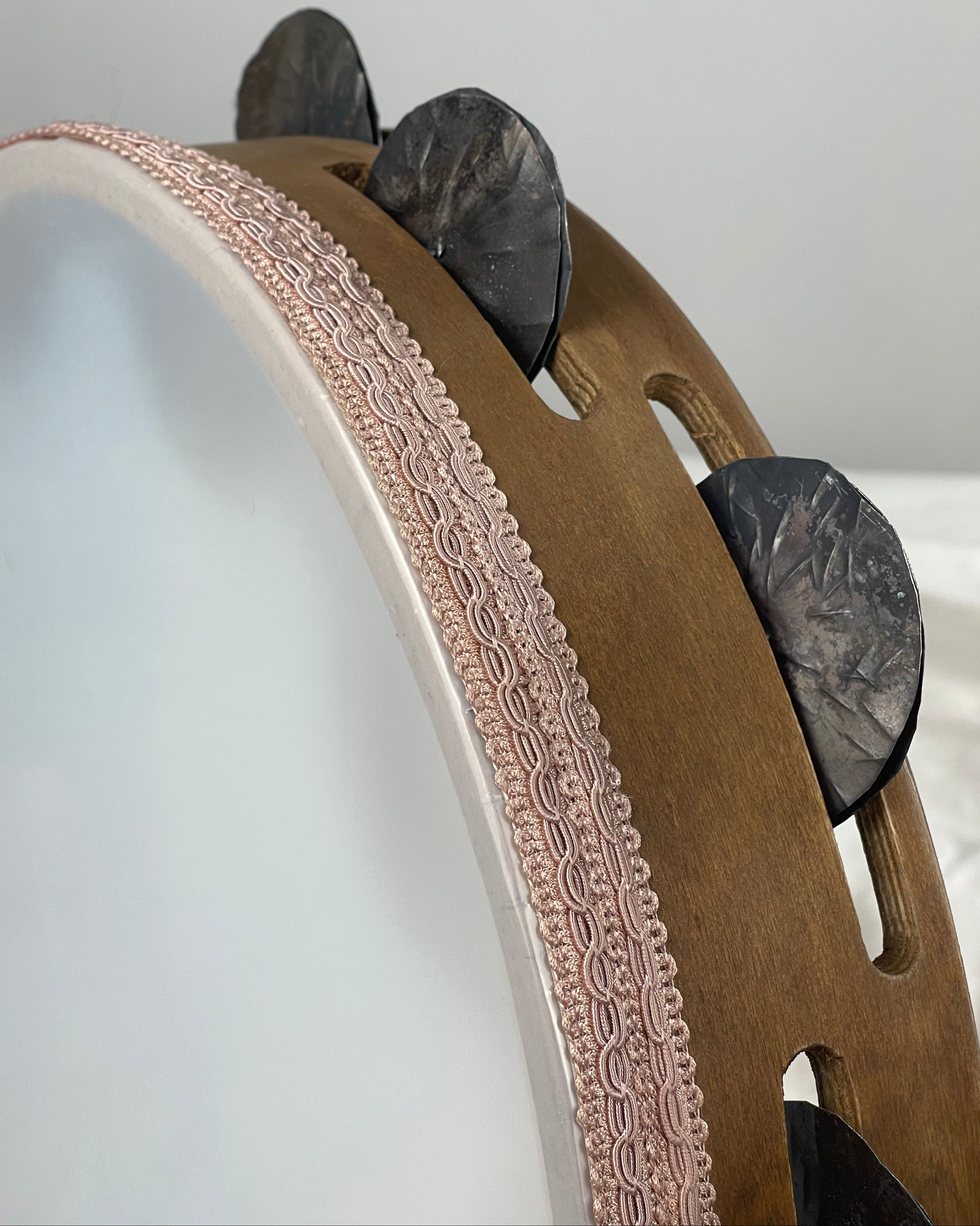 Tamburello tradizionale 35 cm con pelle in Mylar opaco e cornice in faggio noce