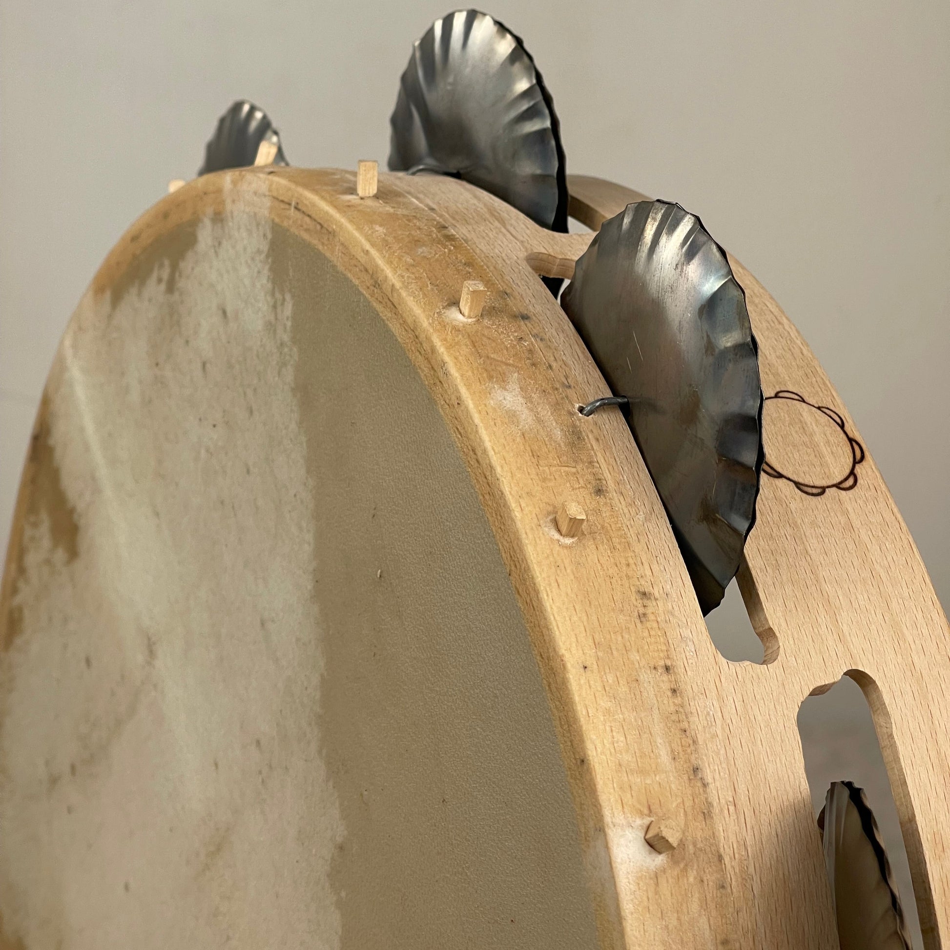 Traditional tamburello with 9 pairs of tin jingles