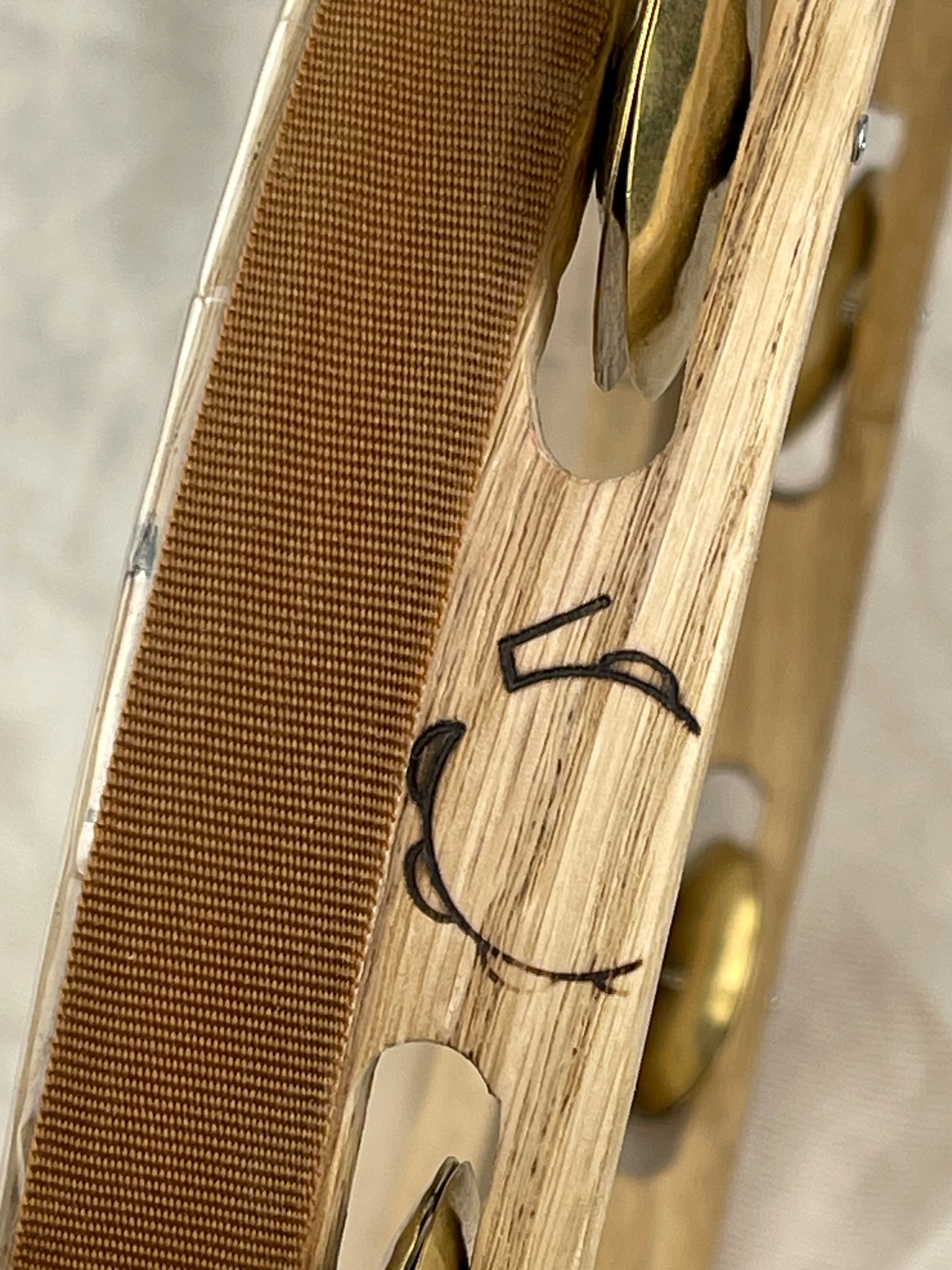 Detail of wax-finished oak wood shell with smooth low-profile edge