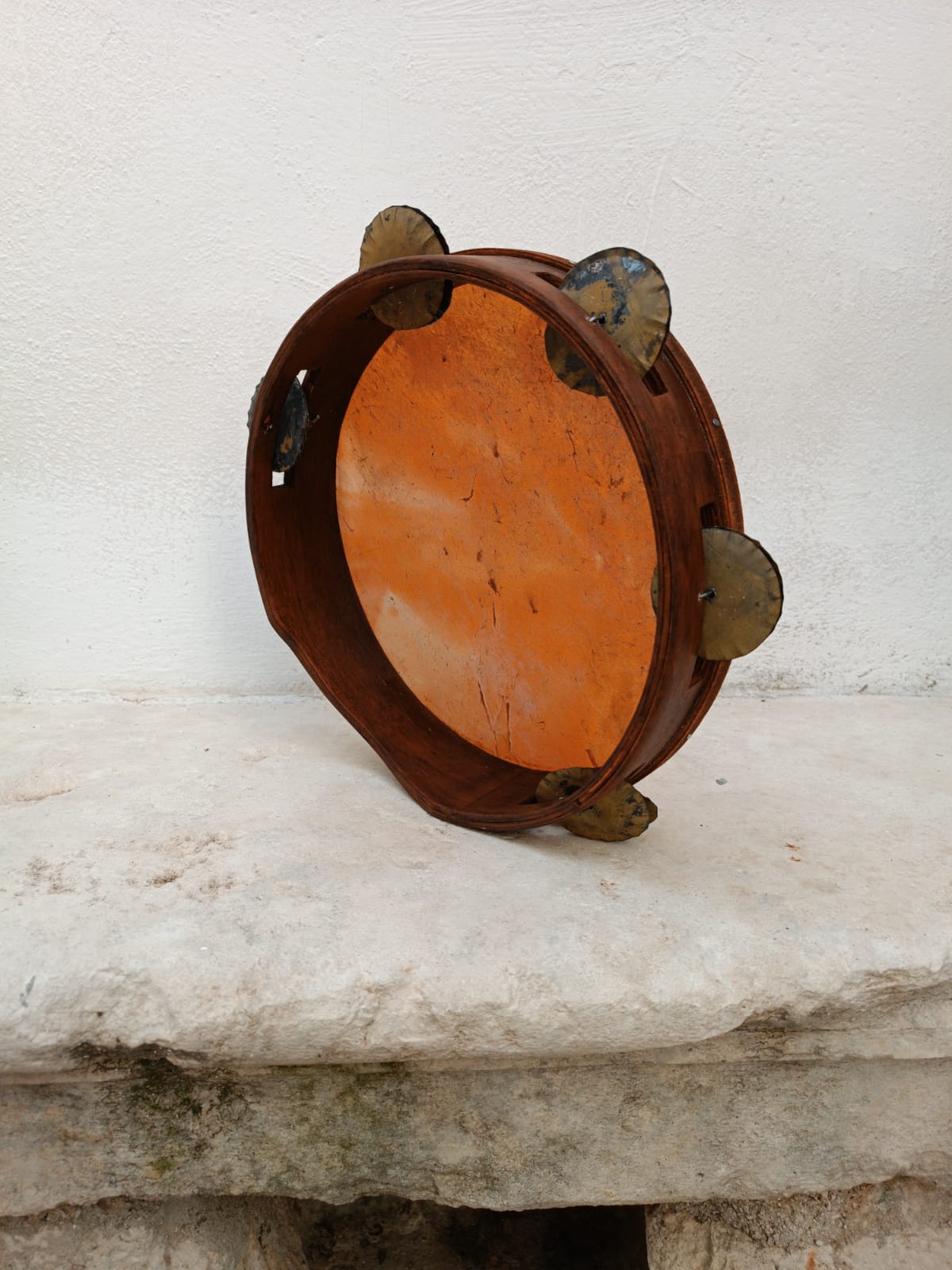 Traditional Calabrian Tambourine – Mahogany, red Skin